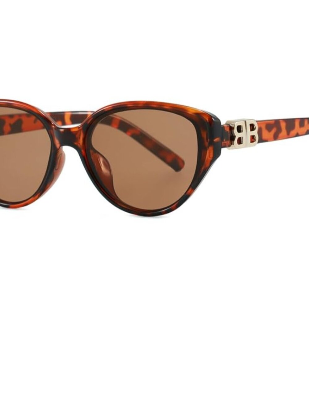 Chic Cat-Eye Sunglasses with Double-B Logo & UV Protection - Leopard/Brown